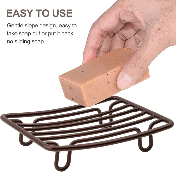 Minimalist Metal Soap Dish – Rustproof Wire Soap Holder with Drainage Design for Bathroom Sink (4.68 × 3.51 × 0.9 Inches)
