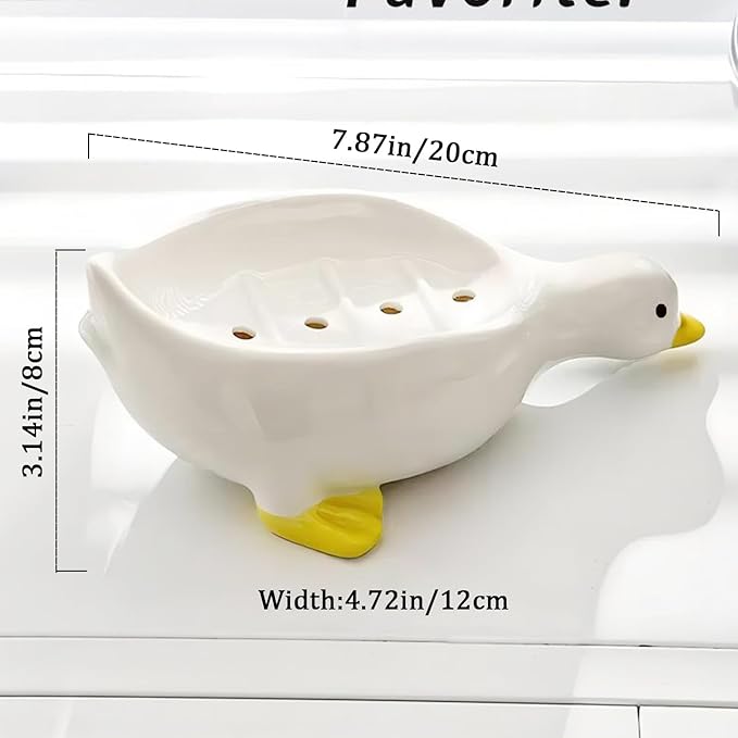 Cute Duck - shaped Ceramic Soap Dish, an Adorable Bathroom Item