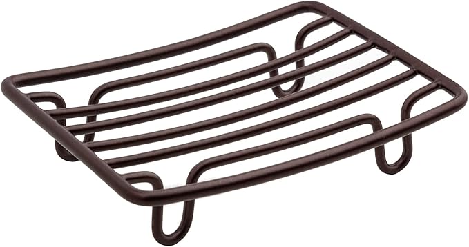 Minimalist Metal Soap Dish – Rustproof Wire Soap Holder with Drainage Design for Bathroom Sink (4.68 × 3.51 × 0.9 Inches)