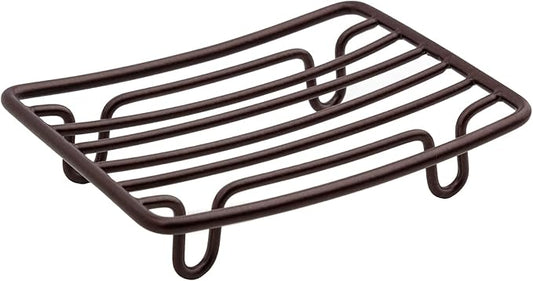 Minimalist Metal Soap Dish – Rustproof Wire Soap Holder with Drainage Design for Bathroom Sink (4.68 × 3.51 × 0.9 Inches)