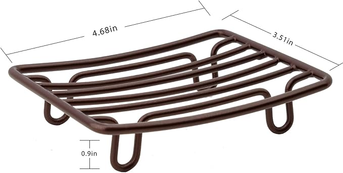 Minimalist Metal Soap Dish – Rustproof Wire Soap Holder with Drainage Design for Bathroom Sink (4.68 × 3.51 × 0.9 Inches)