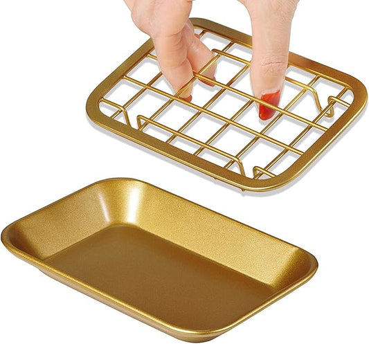 Gold-Plated Stainless Steel Soap Dish – Double-Layer Drain Soap Holder for Bathroom & Kitchen (5.5 × 3.74 Inches)