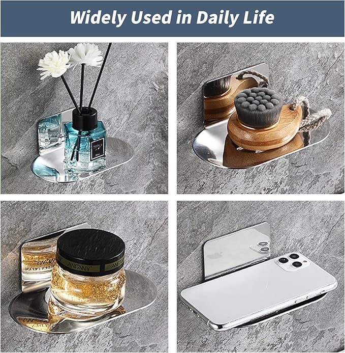 304 Stainless Steel Wall-Mounted Soap Holder｜Self-Adhesive Installation｜Rustproof & Waterproof｜Drainage Slot Design｜Universal for Bathroom & Kitchen｜14×8×5cm